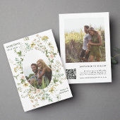 Save The Date Fleur sauvage Oval Frame 2 Photo Mariage QR Code