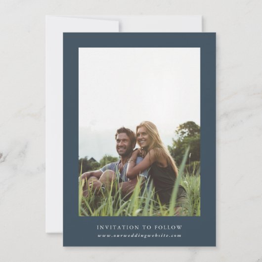 Save The Date Fleur sauvage Oval Frame Mariage Photo Marine (Dos)