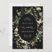 Save The Date Fleur sauvage Oval Frame Mariage photo noir (Devant)