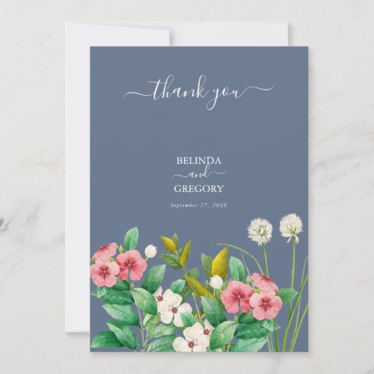 Save The Date Fleur sauvage Periwinkle Dusty Blue Mariage (Devant)