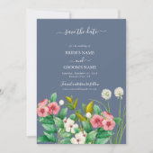 Save The Date Fleur sauvage Periwinkle Dusty Blue Mariage (Devant)