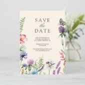 Save The Date Fleur sauvage Photo QR Code Cream Mariage (Debout devant)