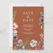 Save The Date Fleur sauvage Photo QR Code Mariage en terre cuite (Devant)