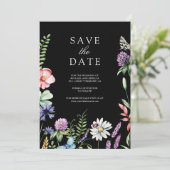 Save The Date Fleur sauvage Photo QR Code Mariage noir (Debout devant)