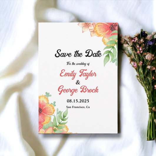 Save The Date Fleur sauvage romantique Botanique Boho Floral Mar