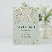 Save The Date Fleur sauvage rose bleu Sage Mariage vert (Debout devant)
