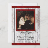 Save The Date Fleur sauvage, ruban & photo - Rouge (Dos)