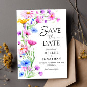 Save The Date Fleur sauvage Rustique Boho Aquarelle Mariage élég