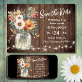 Save The Date Fleur sauvage rustique Grange Bois Pays Mariage Fl