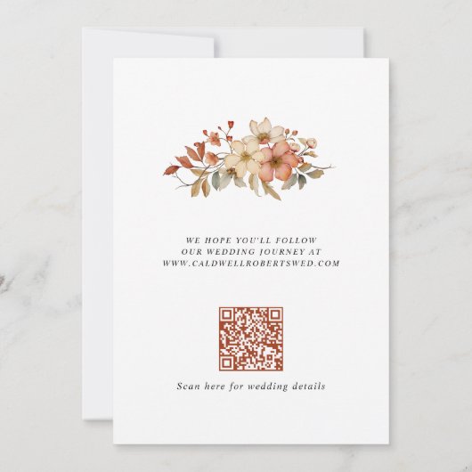 Save The Date Fleur sauvage rustique Mariage d'automne (Dos)