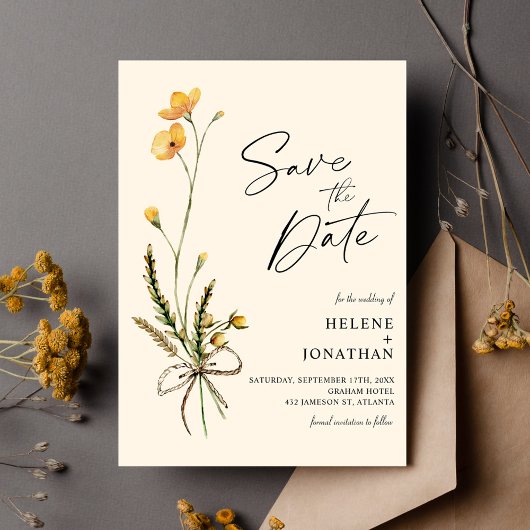 Save The Date Fleur sauvage rustique moderne Elegant Mariage Boh