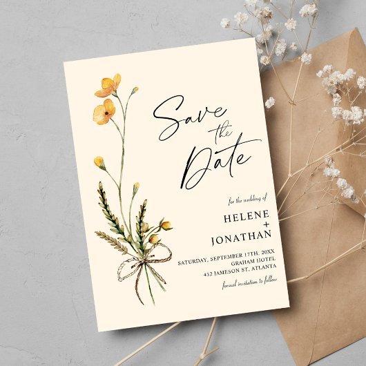 Save The Date Fleur sauvage rustique moderne Elegant Mariage Boh