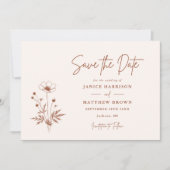 Save The Date Fleur sauvage rustique Terracotta Boho Mariage pho (Devant)
