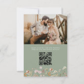Save The Date Fleur sauvage Sage Green Photo QR Code Enregistrer (Dos)