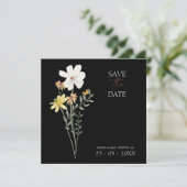 Save The Date Fleur sauvage simple couleur noire Mariage floral (Debout devant)