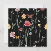 Save The Date Fleur sauvage simple couleur noire Mariage floral (Dos)