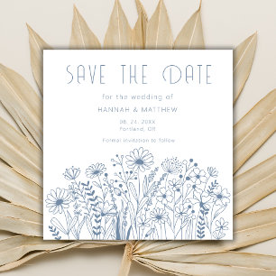 Save The Date Fleur sauvage simple élégant Boho Dusty Blue Maria