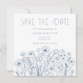 Save The Date Fleur sauvage simple élégant Boho Dusty Blue Maria (Devant)