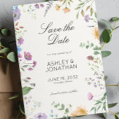 Save The Date Fleur sauvage simple et intemporel Mariage blanc d
