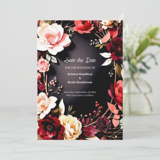 Save The Date Fleur Simple Bourgogne (Debout devant)