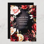 Save The Date Fleur Simple Bourgogne (Devant / Derrière)