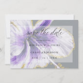 Save The Date Fleur tropicale aquarelle pourpre améthyste (Devant)
