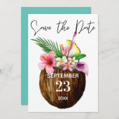 Save The Date Fleur tropicale hawaïenne et Kraft à la noix de co (Devant / Derrière)
