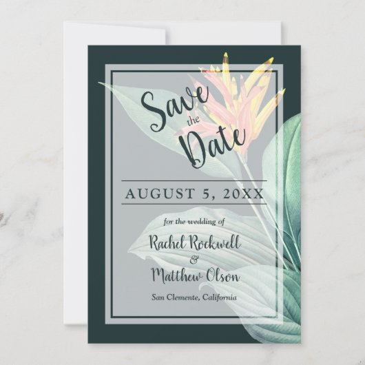 Save The Date Fleur tropicale Mariage élégant Enregistrer la dat (Devant)