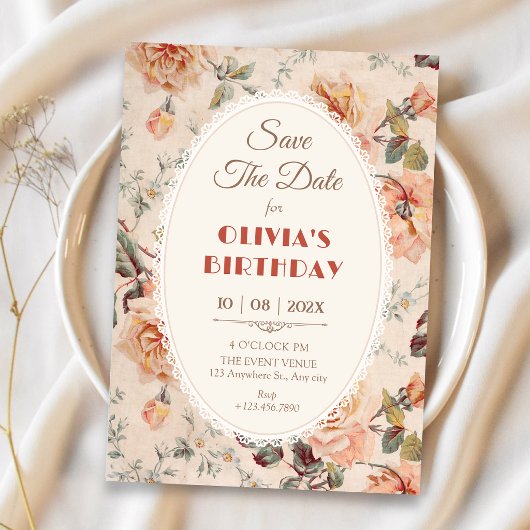 Save The Date Fleur vintage