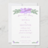 Save The Date Fleur violette aquarelle Sauvegarder notre date / (Devant)