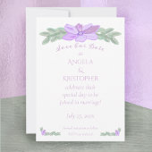 Save The Date Fleur violette aquarelle Sauvegarder notre date /