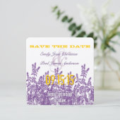 Save The Date Fleur violette de moutarde jaune sauvage Enregistr (Debout devant)