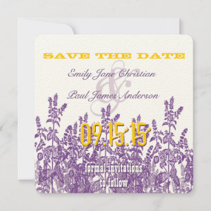 Save The Date Fleur violette de moutarde jaune sauvage Enregistr