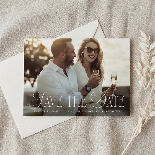 Save The Date Fleurir l'accent | Photo de mariage