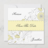 Save The Date Fleurs Abstraites Gris Jaune Pâle Enregistrer La D (Devant)