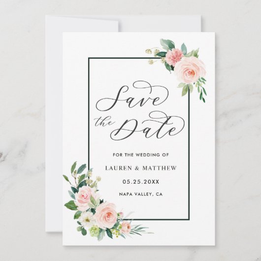 Save The Date Fleurs Aquarelle Rose Foncé Mariage Épargnez la Da (Devant)