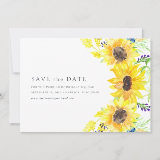 Save The Date Fleurs | Aquarelle Tournesol Enregistrer la date (Devant)