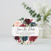 Save The Date Fleurs aquarelles bordeaux mariage moderne (Debout devant)