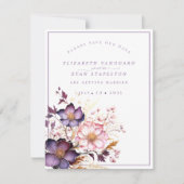 Save The Date Fleurs Aquarelles Roses Et Violettes (Devant)