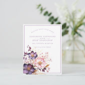 Save The Date Fleurs Aquarelles Roses Et Violettes (Debout devant)