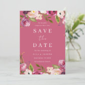 Save The Date Fleurs aquarelles roses mariage vibrant (Debout devant)