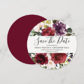 Save The Date Fleurs aquarelles rouges de Bourgogne romantiques (Devant / Derrière)