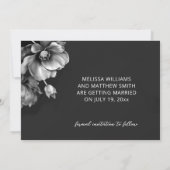 Save The Date Fleurs Argentées Mariage Noir (Dos)