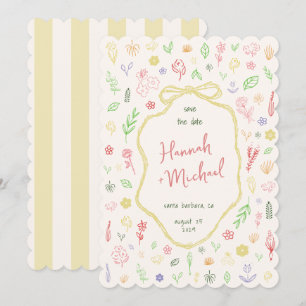 Save The Date Fleurs au pastel dessinées à la main Mariage de pr