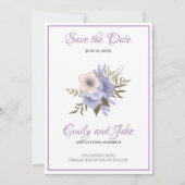 Save The Date Fleurs Beige Et Lavande (Devant)
