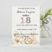 Save The Date Fleurs blanches dorées modernes | 18e anniversaire (Debout devant)