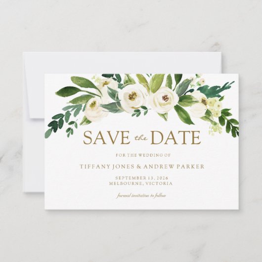 Save The Date Fleurs Blanches en Fleurs Enregistrer l'Invitation (Devant)