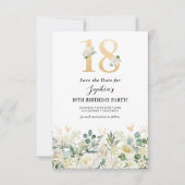 Save The Date Fleurs blanches et vertes pour les 18 ans (Devant)