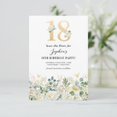 Save The Date Fleurs blanches et vertes pour les 18 ans (Debout devant)