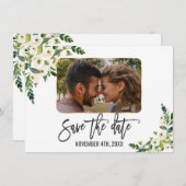 Save The Date Fleurs Blanches Fleurissant Photo Enregistrer La D (Devant / Derrière)